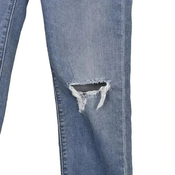 Levi's Premium Jeans 724 High Rise Slim  Straight Crop Jean Blue Raw Hem Size 25 - Picture 5 of 16